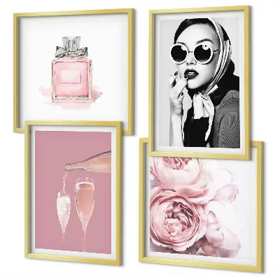 Galleria a parete accessori eleganti di colore rosa