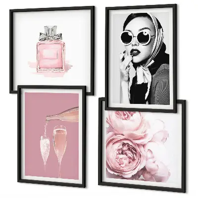 Galleria a parete accessori eleganti di colore rosa