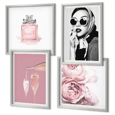 Galleria a parete accessori eleganti di colore rosa