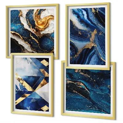 Composizione di 4 quadri con eleganti motivi astratti