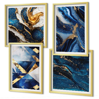 Composizione di 4 quadri Eleganti motivi astratti