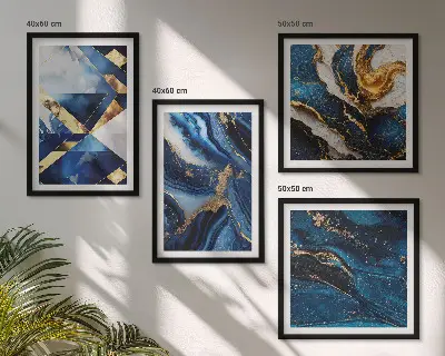 Composizione di 4 quadri con eleganti motivi astratti