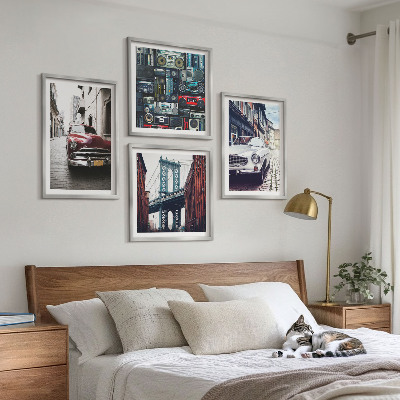 Composizione di 4 quadri Vecchie auto Brooklyn audio retrò