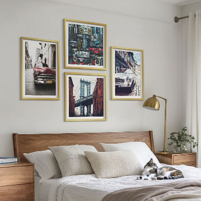 Composizione di 4 quadri Vecchie auto Brooklyn audio retrò