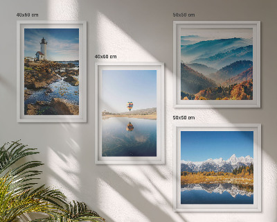 Polittico con cornice Panorami naturali, faro, montagne