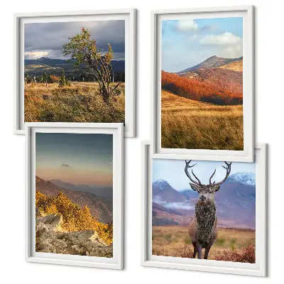 Paesaggi montani con erba dei cervi quadro con cornice polittico