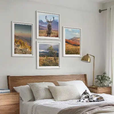 Paesaggi montani con erba dei cervi quadro con cornice polittico