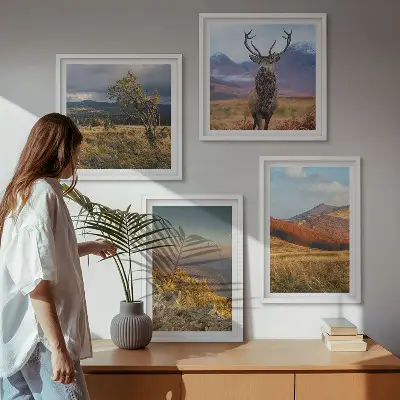 Paesaggi montani con erba dei cervi quadro con cornice polittico