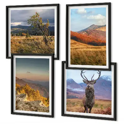 Paesaggi montani con erba dei cervi quadro con cornice polittico