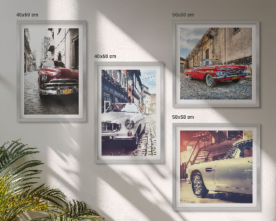 Composizione di 4 quadri Auto d'epoca nelle città