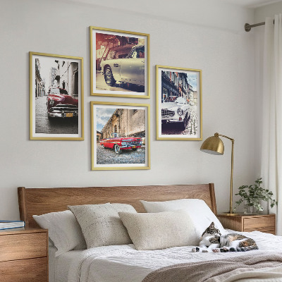Composizione di 4 quadri Auto d'epoca nelle città