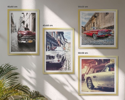 Composizione di 4 quadri Auto d'epoca nelle città