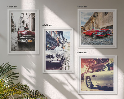 Composizione di 4 quadri Auto d'epoca nelle città
