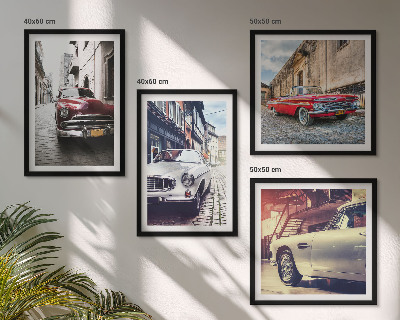 Composizione di 4 quadri Auto d'epoca nelle città