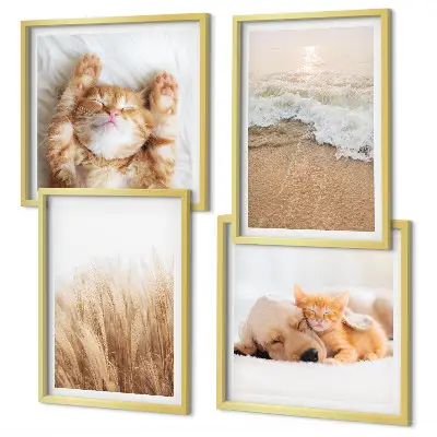 Polittico con cornice con stampa di gatti e cani carini in spiaggia