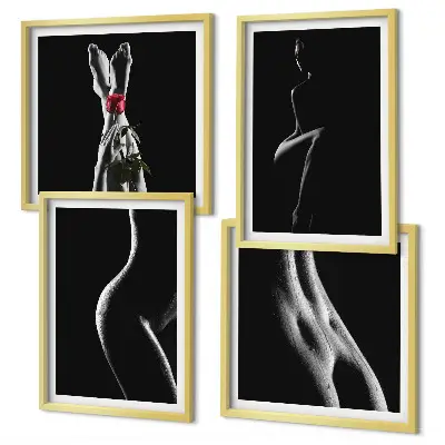 Galleria a parete con stampe di forme femminili in bianco e nero