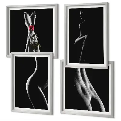 Galleria a parete con stampe di forme femminili in bianco e nero
