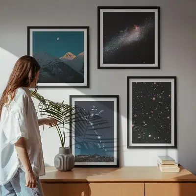 Paesaggi cosmici dei monti dei Pesci polittico con cornice