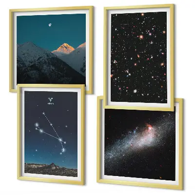 Paesaggi cosmici delle galassie composizione di 4 quadri