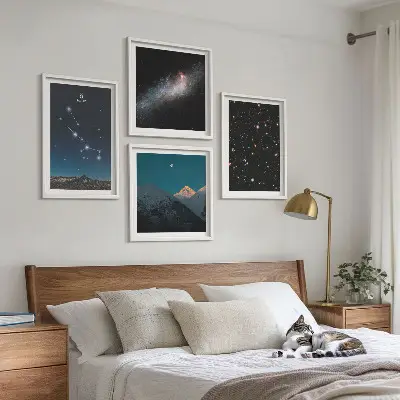 Paesaggi stellari cosmici polittico con cornice