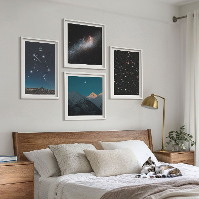 Polittico con cornice Spazio galattico Libra cielo notturno