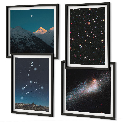 Composizione di 4 quadri Galassia Leone e Spazio