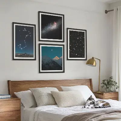 Paesaggi spaziali delle galassie quadro con cornice polittico