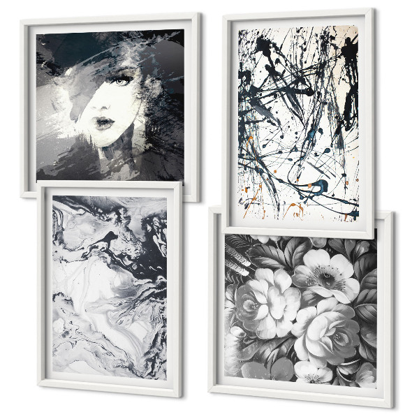 Galleria a parete Motivi astratti in bianco e nero