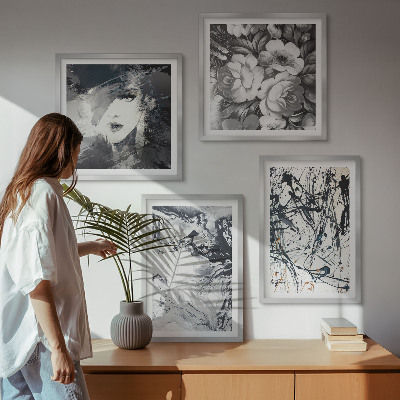 Galleria a parete Motivi astratti in bianco e nero