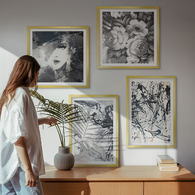Galleria a parete Motivi astratti in bianco e nero