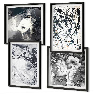 Galleria a parete Motivi astratti in bianco e nero