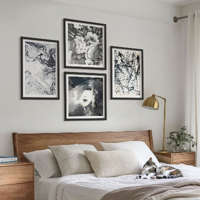 Galleria a parete Motivi astratti in bianco e nero