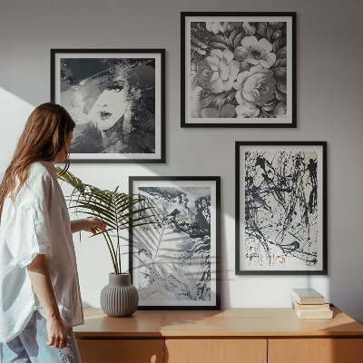 Galleria a parete Motivi astratti in bianco e nero