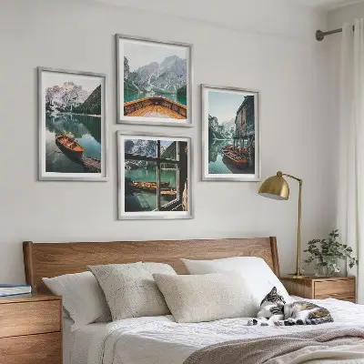 Quadro a parete casa sul lago di montagna a Łódź