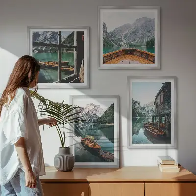 Quadro a parete casa sul lago di montagna a Łódź