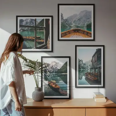 Quadro a parete casa sul lago di montagna a Łódź
