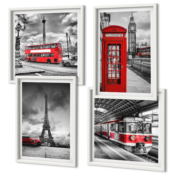 Polittico con cornice Città iconiche Londra Parigi ferrovia