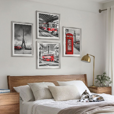 Polittico con cornice Città iconiche Londra Parigi ferrovia