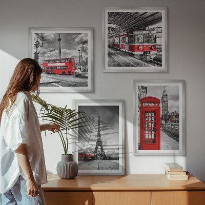Polittico con cornice Città iconiche Londra Parigi ferrovia
