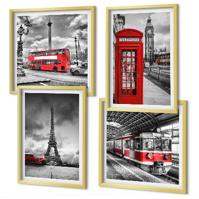 Polittico con cornice Città iconiche Londra Parigi ferrovia