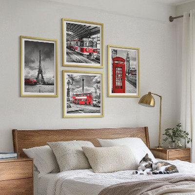 Polittico con cornice Città iconiche Londra Parigi ferrovia