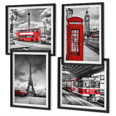 Polittico con cornice Città iconiche Londra Parigi ferrovia