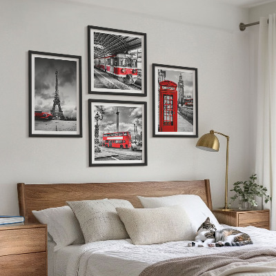 Polittico con cornice Città iconiche Londra Parigi ferrovia