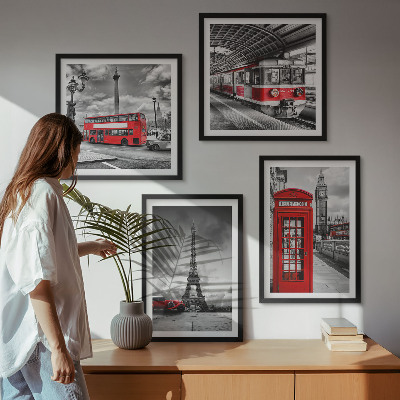Polittico con cornice Città iconiche Londra Parigi ferrovia