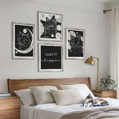 Galleria a parete Gatti neri luna pianeta