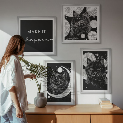 Galleria a parete Gatti neri luna pianeta