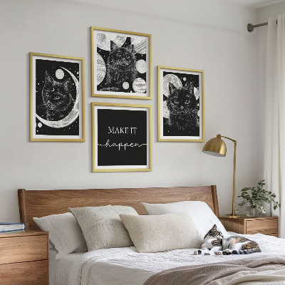 Galleria a parete Gatti neri luna pianeta