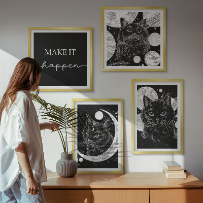 Galleria a parete Gatti neri luna pianeta