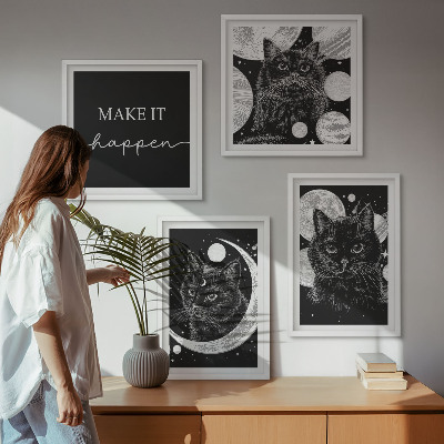 Galleria a parete Gatti neri luna pianeta