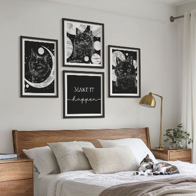 Galleria a parete Gatti neri luna pianeta